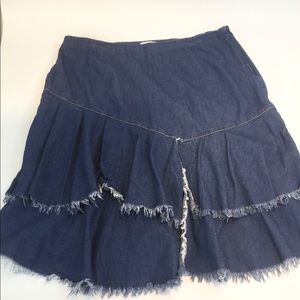 BP Denim Skirt XL Frayed Edges Boho